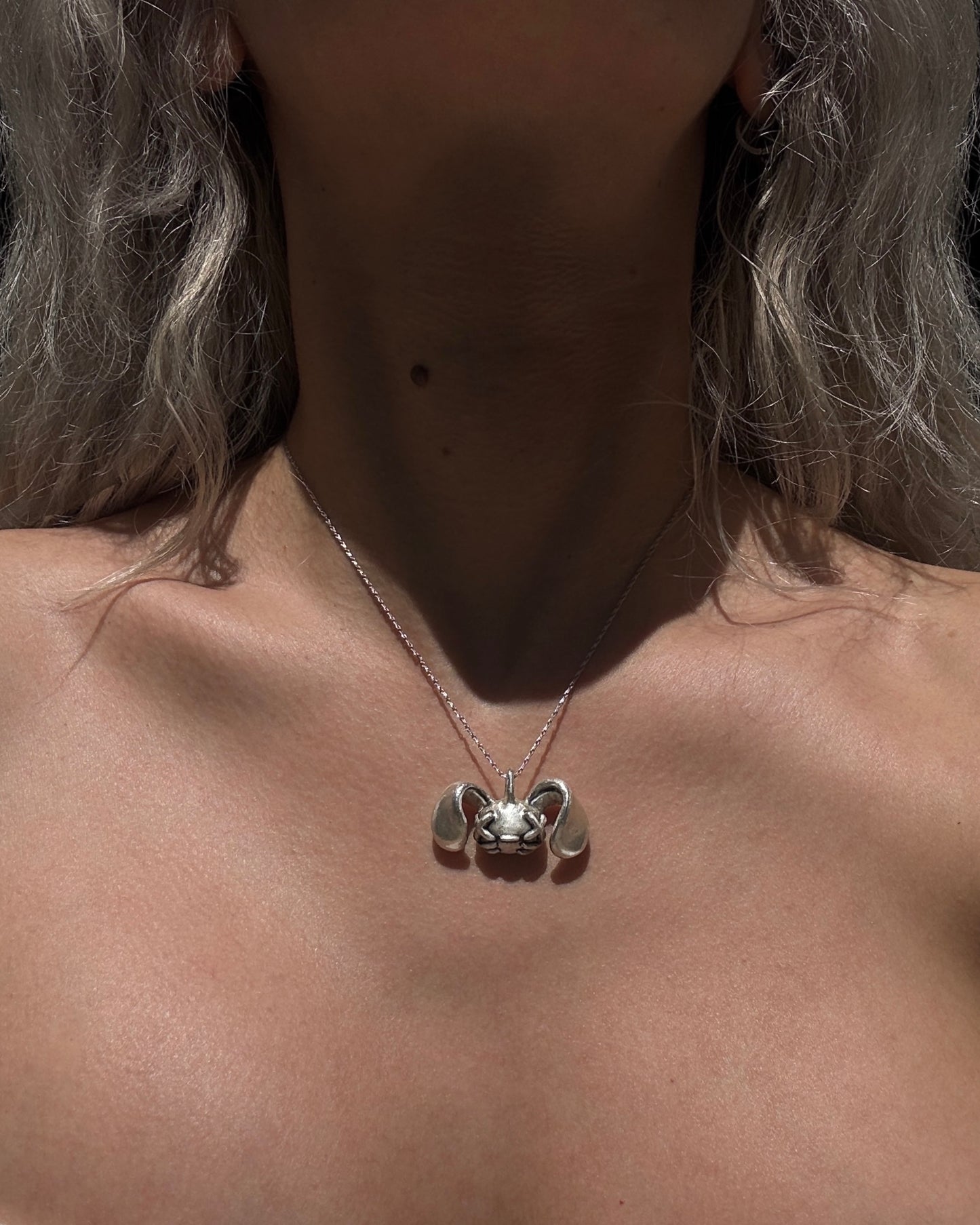 Zombie Bunny Silver Pendant